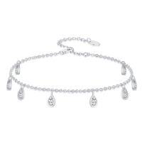 wholesale TOUPOP 925 Sterling Silver Ankle Bracelets For Women Adjustable Anklet Elegant Foot Jewelry Birthday Gift For Her Wife Mom Girlfriend -style_name:A-Teardrop
