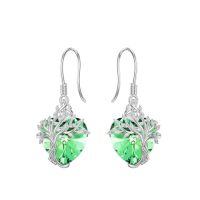 wholesale TOUPOP Tree Of Life Earrings 925 Sterling Silver Family Tree Dangle Drop Earrings Crystal Jewelry Birthday Christmas Gifts For Women Her -style_name:Heart-8-August-Peridot
