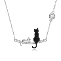TOUPOP 925 Sterling Silver Cross Pendant Necklace for Women Men-style_name:Cat Necklace