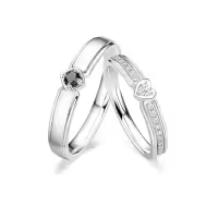 TOUPOP Sterling Silver Moissanite Couples Wedding Rings Set-style_name:A Wedding Ring Set