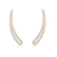 wholesale TOUPOP 925 Sterling Silver Ear Climbers Earrings For Women Created Opal Earrings For Women Hypoallergenic Crawler Earrings Jewelry Gifts For Mom Wife -style_name:1-Gold-Created white opal ear climber