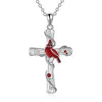 wholesale TOUPOP Christmas Gifts Red Cardinal Pendant Necklace S925 Sterling Silver Crystal Cardinal Jewelry Bird Memorial Tree Pendant Jewelry Gift For Women -style_name:Red Cardinal Necklace
