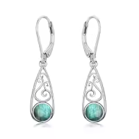 TOUPOP Sterling Silver Celtic Filigree Teardrop Leverback Earrings-style_name:Labradorite