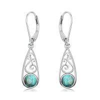 wholesale Teardrop Earrings For Women Celtic Filigree Drop Earrings Sterling Silver Leverback Earrings Jewelry Christmas Gifts For Women Her -style_name:Labradorite