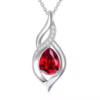 TOUPOP 925 Sterling Silver Teardrop Birthstone Infinity Necklace-color_name:07-July-Ruby