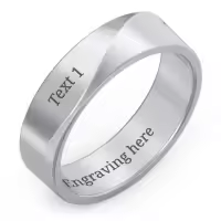 TOUPOP Sterling Silver 10k 14k 18k 24k Gold Custom Engraved Name Rings-style_name:I-Ridge Diagonal Peak (6 mm)