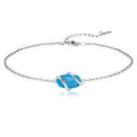 wholesale Anklet For Women 925 Sterling Silver Dainty Gemstone Ankle Bracelet Beach Fine Jewelry Summer Christmas Gifts For Women Her -color_name:Turquoise