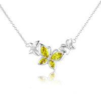 wholesale TOUPOP Butterfly Choker Necklace S925 Sterling Silver Birthstone Pendant Necklace Jewelry Gifts For Women Wife Wedding Birthday Christmas Gifts -style_name:11-November-Citrine