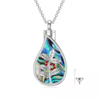 TOUPOP Sterling Silver 12 Month Birth Flower Cremation Urn Necklace-style_name:12-December