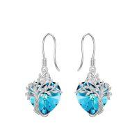 wholesale TOUPOP Tree Of Life Earrings 925 Sterling Silver Family Tree Dangle Drop Earrings Crystal Jewelry Birthday Christmas Gifts For Women Her -style_name:Heart-12-December-Topaz