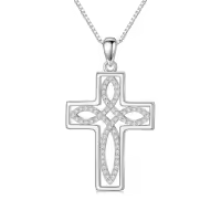 TOUPOP 925 Sterling Silver Cross Pendant Necklace for Women Men-style_name:Celtic Knot Cross Necklace