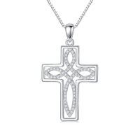 wholesale Cross Necklace For Women Men 925 Sterling Silver Cross Pendant Christian Jewelry Christmas Gifts -style_name:Celtic Knot Cross Necklace