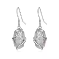 TOUPOP 925 Sterling Silver Gemstone Dainty Drop Earrings-color_name:Dangle-Black Rutilated Quartz