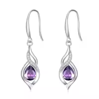 TOUPOP Sterling Silver Infinity Birthstone Earrings Gift for Women-color_name:02-February-Amethyst