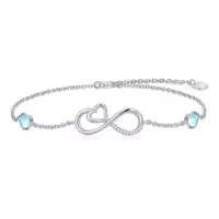 TOUPOP Sterling Silver Opal Butterfly Bracelet Anklet Jewelry Gifts-style_name:6-Heart