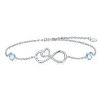 wholesale TOUPOP Sterling Silver Butterfly Bracelet Anklet Created Opal Butterfly Jewelry Gifts For Women Birthday Christmas Day Gifts -style_name:6-Heart