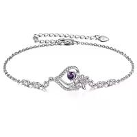 TOUPOP Sterling Silver Birthstone Flower Bracelet For Women-style_name:B-February