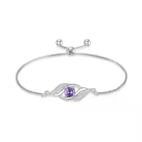 TOUPOP 925 Sterling Silver Birthstone Infinity Bracelet Dainty Fine Jewelry-color_name:02-Feb.-Amethyst