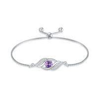 wholesale 925 Sterling Silver Birthstone Bracelet For Women Dainty Infinity Bracelet Fine Jewelry Birthday Christmas Gifts For Her Mom Wife -color_name:02-Feb.-Amethyst
