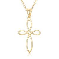TOUPOP 14K Gold Necklace Women Infinity Heart Rose Sunflower Celtic Cross Pendant-style_name:Celtic Cross Necklace-B