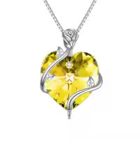 TOUPOP Sterling Silver Crystal Heart Flower Pendant Necklace-color_name:11-November
