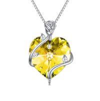 wholesale TOUPOP Heart Birthstone Necklace For Women 925 Sterling Silver Rose Flower Pendant Necklaces Heart Crystal Jewelry Birthday Christmas Gifts Women Girlfriend Wife Mom -color_name:11-November