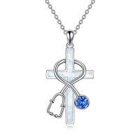 wholesale TOUPOP Christmas Gifts For Nurses Sterling Silver Nurse Stethoscope Necklace Cross Pendant Nursing Theme Necklace Jewelry Best Nurse Ever Gifts For Women Daughter Doctor Medical Assistant Rn -style_name:A01-White Opal Stethoscope