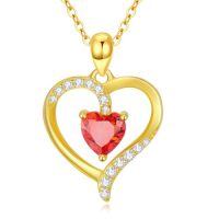 TOUPOP 14K Gold Birthstone Heart Pendant Necklace For Women-color_name:01-January-Garnet