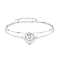 wholesale TOUPOP 925 Sterling Silver Ankle Bracelets For Women Adjustable Anklet Elegant Foot Jewelry Birthday Gift For Her Wife Mom Girlfriend -style_name:Heart to heart