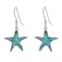 TOUPOP Sterling Silver Turquoise Ocean Animal Dangle Drop Earrings-style_name:Starfish