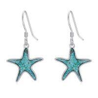 wholesale Ocean Earrings 925 Sterling Silver Turquoise Sea Animal Dangle Drop Earrings Beach Themed Jewelry Gifts For Women -style_name:Starfish