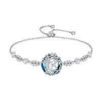 TOUPOP Sterling Silver Blue Crystal A-Z Letter Bracelet Gift-style_name:Tree of Life K