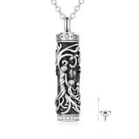TOUPOP Sterling Silver Tree Of Life Cylinder Urn Necklace For Ashes Memorial Jewelry-style_name:Tree of Life Mother and 2 Child