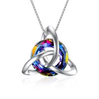 wholesale TOUPOP Celtic Knot Necklace For Women Sterling Silver Trinity Knot Pendant Necklaces With Crystal Irish Jewelry Birthday Gift For Her Wife Girlfriend Mom Daughter -style_name:3-Volcano Crystal