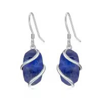 TOUPOP 925 Sterling Silver Gemstone Dainty Drop Earrings-color_name:Dangle-Lapis Lazuli