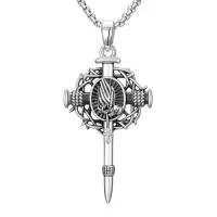 TOUPOP 925 Sterling Silver Cross Pendant Necklace For Men Gifts-style_name:P02 Praying Hand CrossⅠ