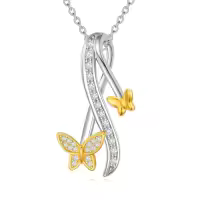 TOUPOP Sterling Silver & Stone Insect Pendant Necklace-style_name:Butterfly