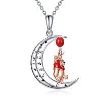 wholesale TOUPOP Bear Necklace Sterling Silver Moon Jewelry With I Love You To The Moon And Back Bear Gifts -style_name:2-Bear with balloon