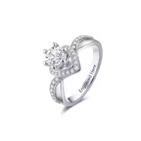 TOUPOP 18K White Gold Plated Moissanite D VVS1 Lab Diamond Ring-color_name:B Moissanite Rings,ring_size:4