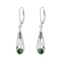 TOUPOP 925 Sterling Silver Gemstone Dangle Leverback Earrings-style_name:Moss Agate
