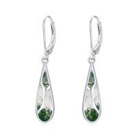 wholesale Teardrop Earrings For Women 925 Sterling Silver Gemstones Dangle Leverback Earring Jewelry Birthday Christmas Gifts For Women Her -style_name:Moss Agate