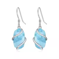 TOUPOP 925 Sterling Silver Gemstone Dainty Drop Earrings-color_name:Dangle-Larimar