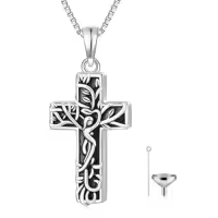 TOUPOP Sterling Silver Stone Dragonfly Butterfly Pendant Necklace-style_name:3-Cross