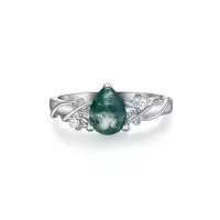 TOUPOP Sterling Silver Moss Agate Ring Set For Women-ring_size:7,style_name:Style-4
