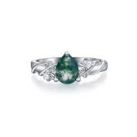 wholesale Moss Agate Ring Sterling Silver Moss Agate Gemstone Rings Set For Women Engagement Ring Jewelry For Mothers Day Birthday Gifts Her Wife -ring_size:7,style_name:Style-4