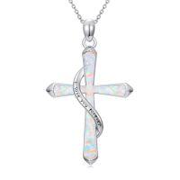wholesale Opal Cross Necklace 925 Sterling Silver Infinity/stethoscope/musical Note Pendant Necklaces Faith Jewelry Christmas Gifts For Women Her -style_name:I love you forever