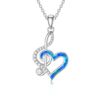 TOUPOP Sterling Silver Crystal Cross Football Soccer Softball Volleyball Necklace-style_name:3-Musical Note