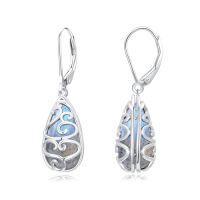 wholesale Filigree Teardrop Earrings 925 Sterling Silver Bohemian Gemstone Leverback Dangle Earrings Jewelry Christmas Gifts For Women -color_name:Labradorite