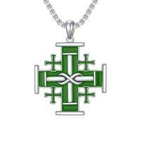 wholesale Cross Necklace 925 Sterling Silver Cross Pendant Christmas Fathers Day Birthday Gifts For Men Gifts For Father Gifts For Dad Brother Husband Son -style_name:K Jerusalem cross Green