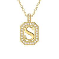 TOUPOP 14K Gold Moissanite Initial Letter Pendant Necklace-style_name:S